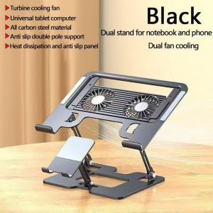2 in 1 Mobile Phone Laptop Holder Heightening Vertical Heat Dissipation Folding Office Liftable Carbon Steel Bracket Ergonomic
