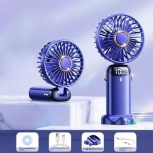 1pc New Small Foldable Fan Mini Portable Hand-Held Fan Rechargeable Multifunctional Fan With Display Screen Neck Hanging Fans