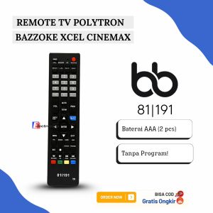 REMOT REMOTE TV POLYTRON BB 81|191 TANPA SETTING / REMOTE TV LCD LED POLYTRON CINEMAX BAZZOKE XCEL