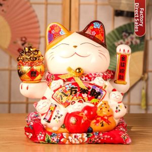 Electric Waving Large Cat Figurine Ceramic