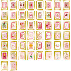 50PCS Retro Love Stamp Stickers Love Themed Gold Foil Decal Valentines Day Hot Foil Sticker DIY Laptop Scrapbooking Decorative