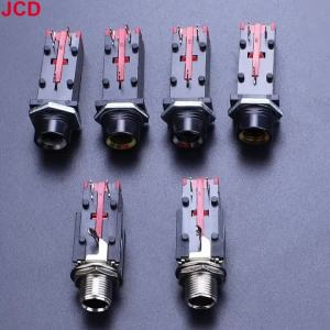 JCD 5/10pcs 6.35mm Jack Female Mono / Stereo Connector 1/4Inch 6.35mm Audio Socket Thread Panel Mount Connectors