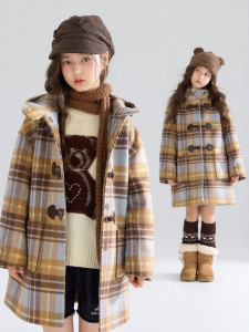 MUCMUKN | Vintage Check Quilted Horn Button Coat