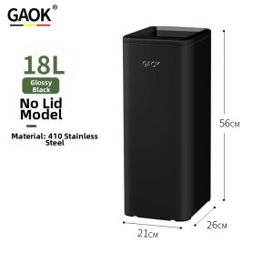 GAOK | Outdoor Categorized Large No Lid Metal Dual-compartment Trash Can for Ash Disposal
