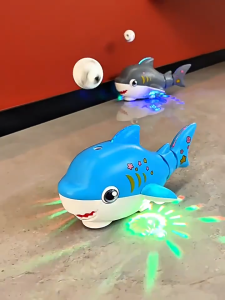Kèm Pin - Đồ chơi cá mập thổi bóng Baby Shark có vẫy đuôi  đèn LED đẹp mắt và nhạc vui nhộn cho bé