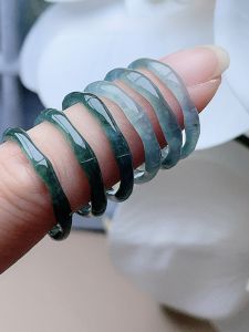 Natural a Cargo Jade Sunny Blue Green Festival High Ring Mine Timber Jade Carving Bamboo Joint Ring Bamboo Joint Meson Safety