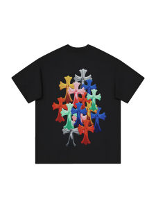 Summer American Style Heavyweight Pure Cotton Short Sleeve T-Shirt Trendy Print Casual Versatile Couples round Neck Top