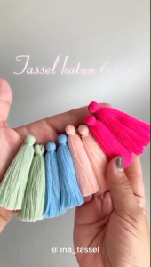 TASSEL 6 CM KATUN PREMIUM (1 LUSIN 1 WARNA) TASSEL TAPLAK MEJA BAJU JILBAB
