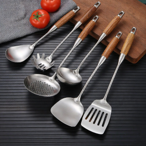 Stainless Steel Cookware Set with Thick Rosewood Handle for Cooking