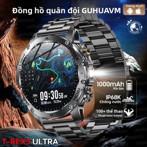 Đồng Hồ Thông Minh Quân Sự Mới 2025 Dành Cho Nam Màn Hình AMOLED HD 1000mAh Thiết Bị Theo Dõi Thể Dục Thể Thao Chống Nước 5ATM Đèn Pin LED Khả Năng Gọi Không Dây