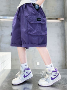 กางเกงขาสั้นเด็กผ้าฝ้ายแท้ 5 ชิ้น ระบายอากาศได้ดี ทรงหลวม ฤดูร้อน 2024 กางเกงขายาวทรงหลวมสำหรับเด็กชาย