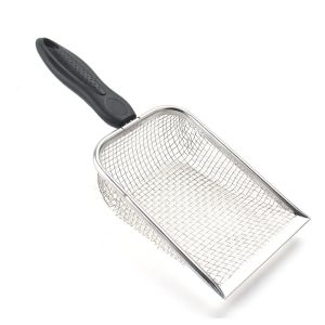 Cat Litter Shovel Stainless Steel Reptile Sand Substrate Shovel Clean Up Feces Fine Mesh Sifter for Bedding Cat Litter Scoop