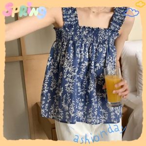 เสื้อแฟชั่น เสื้อสาย แต่งลายดอกไม้ น่ารักสไตล์เกาหลี มีถึง4สี ให้เลือกช็อปกันเลย | QXshop มาแรง🛎️