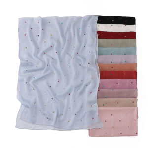 Jifang ผ้าไหมย่นมีจีบลายหัวใจด้ายเงินชิมเมอร์สีสันสดใสเช่นผ้าคลุมไหล่ผ้าชีฟองผ้า Pashmina WC103ผ้าคลุมไหล่ฮิญาบมุสลิมงานแต่งงาน