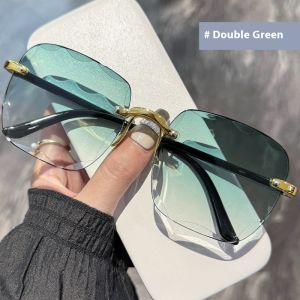 ASRV Womens personalized frameless trimmed sunglasses fashionable Korean version of UV-proof sunglasses