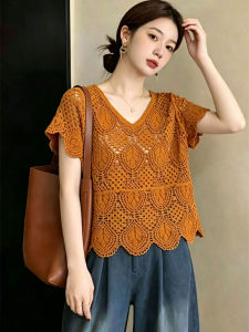 AIYITI | Lace Knitted Short Sleeve T-shirt for Women