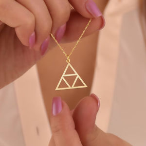 Stainless Steel Hollow Triangle Symbol Necklace Pendant Geometric Inspirational Jewelry For Women Men