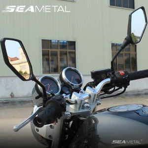 SEAMETAL Large View Motorcycle Rearview Mirrors 2 Pieces 8mm 10mm Safety Warning Mirrors