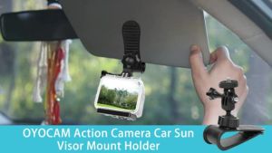 Car Sun Visor Clip Mount for GoPro Hero Insta360 DJI SJCAM AKASO Action Camera Holder 360 Rotation with 1/4 Adapter Thumbscrew
