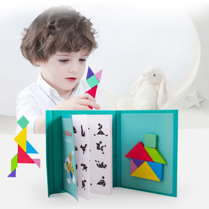 Hot Magnetic Jigsaw Puzzle 3D Geometric Shapes Tangram Board Kids ...