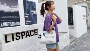 Large Canvas Shoulder Bag Japanese Original Satchel Female South Korean Ins Messenger Bag Canvas Art College Students