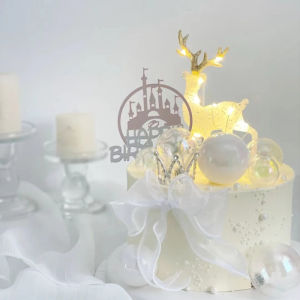 Colorful Crystal Deer Cake Decoration Butterfly Pearl Crown Plugin Forest System Small Deer Internet Famous Goddess Decoration Ornament