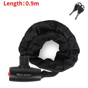 WEST BIKING High Security Bicycle Chain Lock Portable Anti-theft MTB Mountain Bike Lock With 2 Keys For Scooter Electric Bike