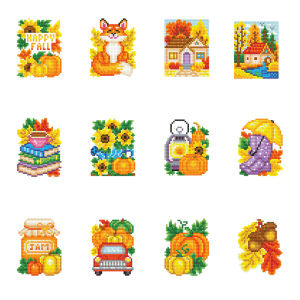 Huacan 12pcs/set Diamond Painting Fox House Suower Mosaic Pumpkin Landscape New Arrival Personalized Childrens Room Decoration