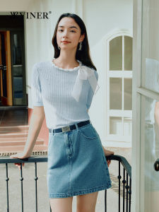 YINER | French Elegance Beaded Bow Texture Knitwear