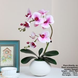 High-End Artificial Butterfly Orchid Small Potted Plant Decorative Flower for Indoor Bedroom Desktop Vase Decoration Home Decor