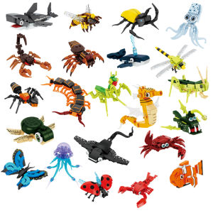 Moc Insect Animal Model Bee Ant Butterfly Cricket Grasshopper Whale Set Building Blocks Diy Puzzle Assemble Toys Boy Kid Gift