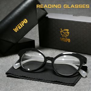 WEIPO New Retro Cat-Eye Reading Glasses For Women Presbyopia Hyperopia Anti Blue Light Reading Eyeglasses Black Men Eyewear 