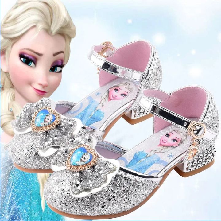 Disney Frozen Elsa Kids High Heels Shoes For Girls Cartoon Leather ...