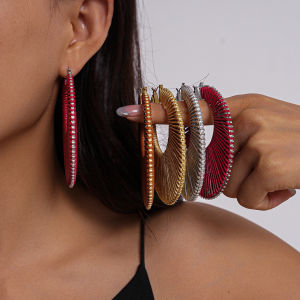 Bohemian Braided Hollow Hoop Earrings for Women Personality Geometric Round Earrings Holiday Style Fashion Jewelry Party K