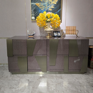 Luxurious Italian Style Dining Sideboard Cabinet Real Wood Baked Paint Villa Entrance High-end Hall Furniture