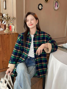 Relaxed Fit Casual Shirt Jacket Retro Check Long Sleeve