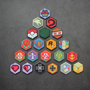 Mini PVC Element Morale Patch Hexagonal Magic Stick Earth Federation R Badge Cartoon Game EVA Arm Patch Đồ Dùng Thể Thao Và Ngoài Trời
