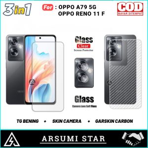 Promo Paket 3in1 Tempered Glass Ceramic Matte Anti Spy OPPO A79 5G / OPPO RENO 11 F Anti Gores Pelindung Layar Ceramic Matte Anti Spy  + Skin Camera Lens + Garskin Carbon 3D