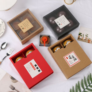 Mid-Autumn Festival Moon Cake Box Packing Box Cantonese 4-Piece Pack 63-80G Daifuku Egg Yolk Crisp High-End Gift Box Baking Box