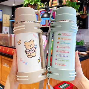 ถ้วยน้ำรักษาความร้อนขนาดใหญ่ 1200 มล. สำหรับเด็ก ถือได้สำหรับใช้ในทุกวันนี้ กระป๋องเก็บความร้อนแบบเคลื่อนที่สุดเท่