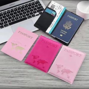 Bao Da Hộ Chiếu PU In Bản Đồ Thế Giới Hộp Đựng Đồ Du Lịch Dành Cho Nam & Nữ Có Ngăn Đựng Thẻ Bảo Vệ Giấy Tờ Tùy Thân Phụ Kiện Du Lịch