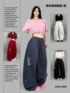 Loose Fit American Style Street Dance Jazz Dance Womens Sport Pants ROKBBK-K High Waist Casual Straight Leg Trousers