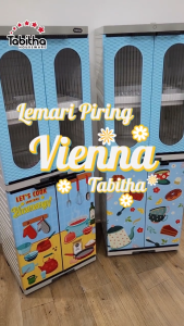 Tabitha Rak Lemari Piring Jumbo Printing Premium Lemari Dapur Estetik Serbaguna - Rak Piring Vienna