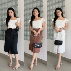 Zora Skirt Rok Cargo Wanita Crinkle Airflow Anti Lecek Korean Style Terbaru Kekinian Viral by Clashe