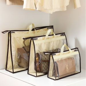 Transparent Dust-Proof Storage Bag Organizer Non-Woven Clothes Storage Boxes Hanging Moisture-Proof Handbag