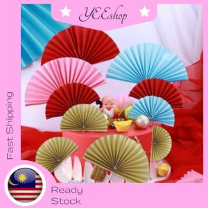 | Cake Decoration | Chinese Gold Pink Red Folding Fan Birthday Cake Topper 扇子蛋糕插牌半圆折扇插件插祝寿喜庆中国风贺岁蛋糕装饰
