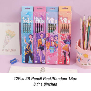 12Pcs Kpop Demon Hunters Huntrix 2B Pencils Wood Graphite Sketch Pencils Set Smooth Writing for School Office Drawing Sketching