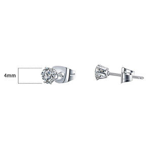 Huitan Tối Giản Đính Đá Cubic Zirconia Bông Tai 6 Móng Vuốt Thiết Kế Màu Bạc Trang Sức Thời Trang Nữ/Nam Hợp Thời Trang Bông Tai Hình Học