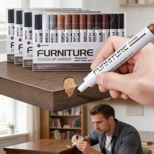 6Pcs Paint Touch Up Pen Wood Furniture Scratch Remover Restore Paint Pen for Wooden Table Cabinet Restore Patch