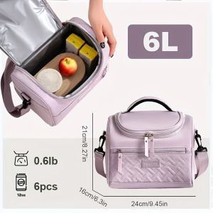 Large Insulated Lunch Bag Cooler Hand Washable Durable Polyester Lunch Box with Padded Shoulder Strap for Work School Picnics